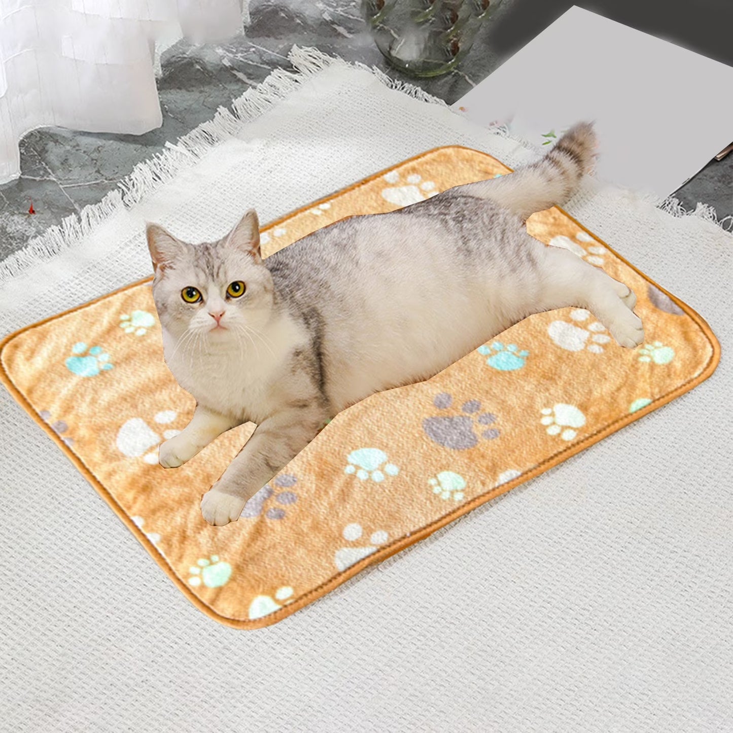 Pet Food Mat Pet Mat Large Pet Mat for Litter Pet Heating Pad for Small Dogs Cats Heated Bed Mat Outdoor Pet Blanket Blanket Flannel Blanket Pet Sleeping Mat